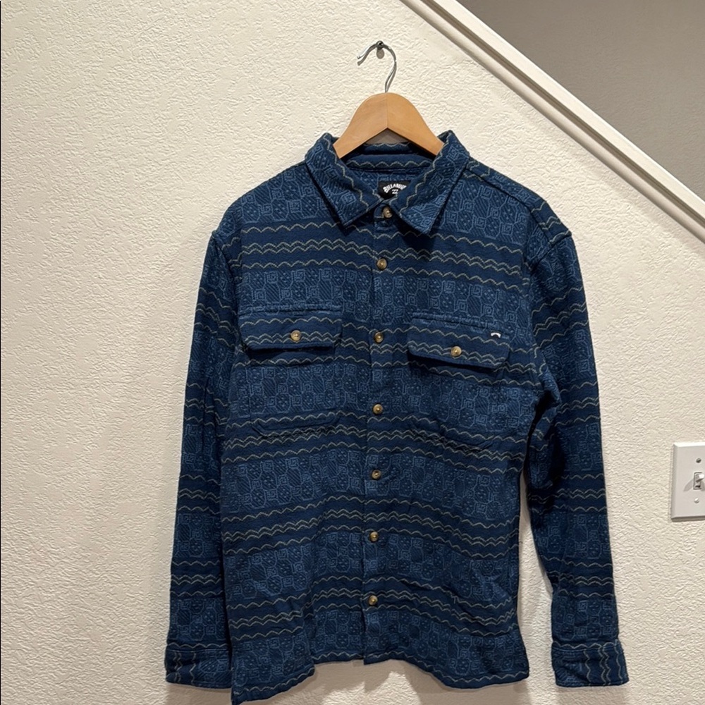 Billabong Blue Patterned Shirt with Yellow Accents